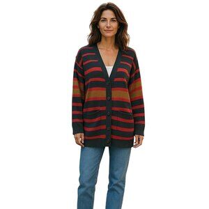PENDLETON Country Sophisticates Striped Knit Cardigan Imported Yarn Womens SZ L